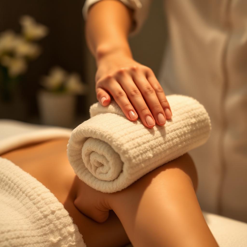 Massage room with orchids and candles